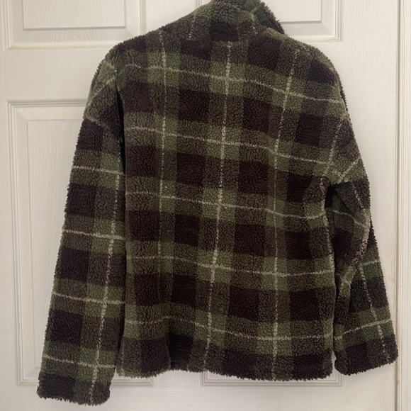 Green Plaid 1/4 Zip Sherpa Sweater - Picture 3 of 3